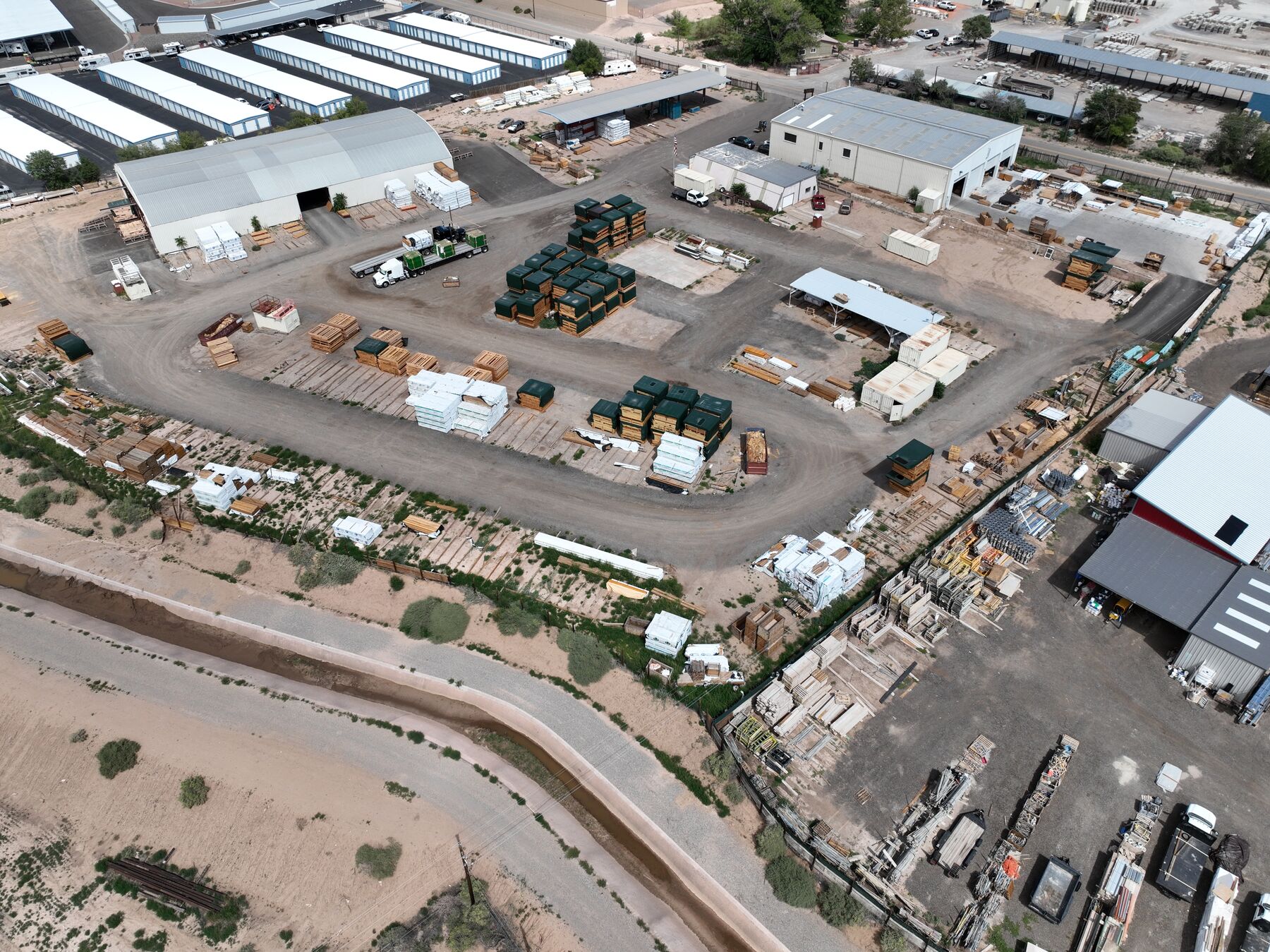 Plant, laydown yard and material storage from the air